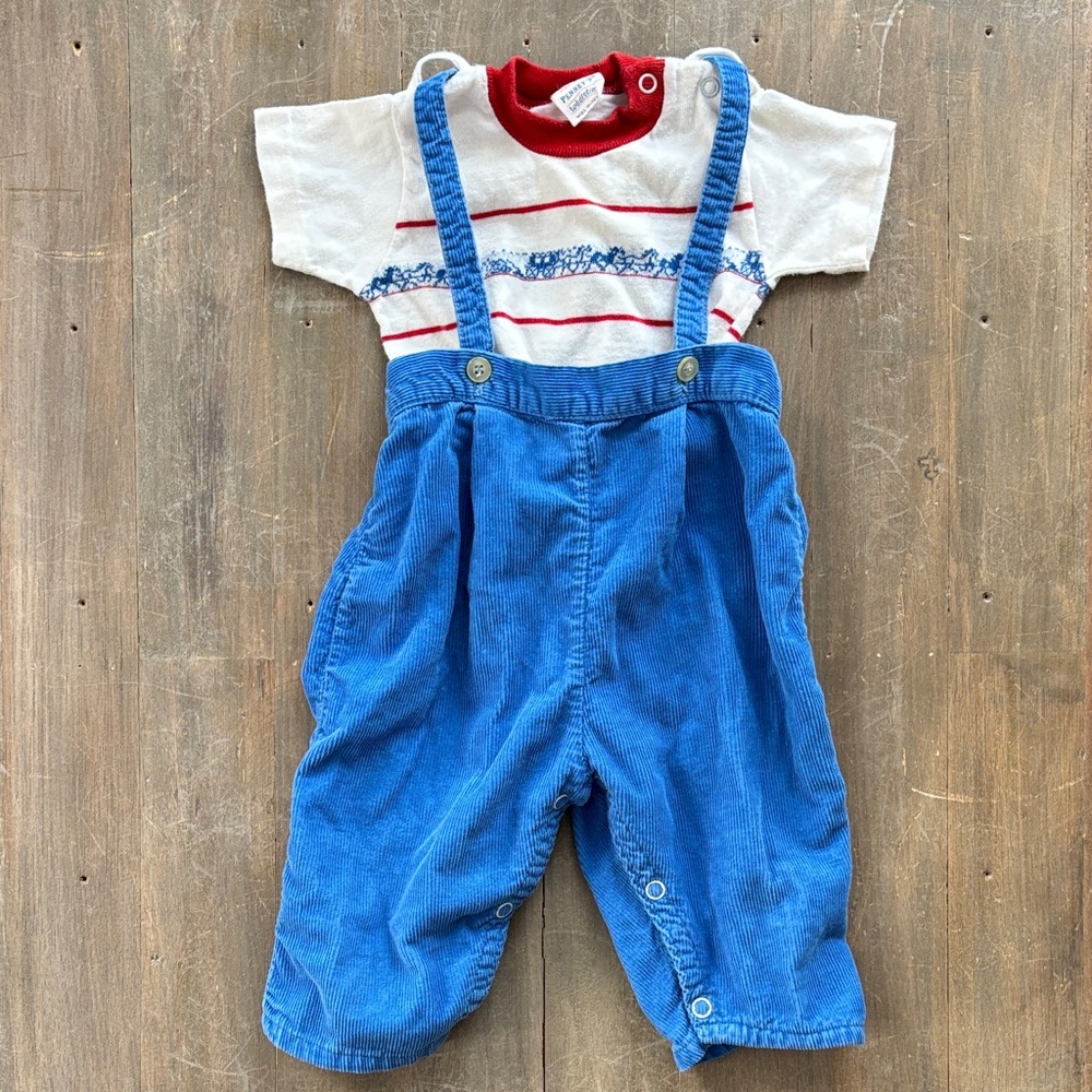 Vintage Penneys Toddletime top and corduroy overalls